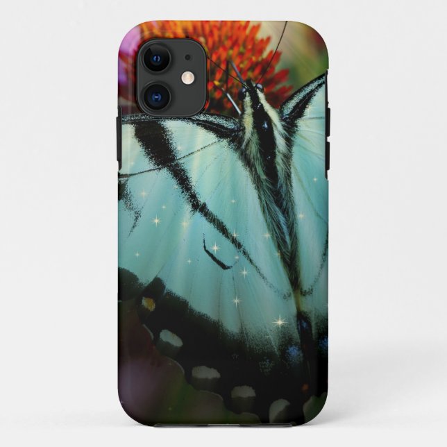 Capa Para iPhone 11 Belo Turquesa Borboleta (Verso)