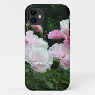 Capa Para iPhone 11 belos arbustos de flores de rosa rosa e branca. Bo
