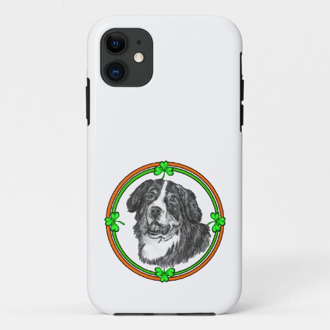 Capa Para iPhone 11 Bernese Mtn Dog St Patricks (Verso)