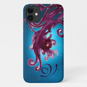 CAPA PARA iPhone 11 BERROS AZUIS E MONOGRAMAS FLORAIS