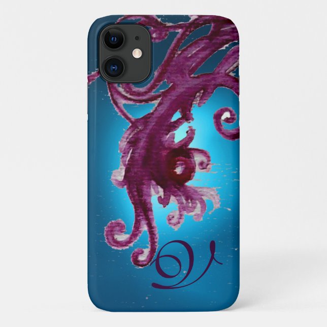 CAPA PARA iPhone 11 BERROS AZUIS E MONOGRAMAS FLORAIS (Verso)