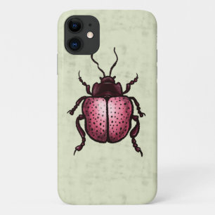 Capa Para iPhone 11 Besouro Rosa Com Pontos Insetos Arte