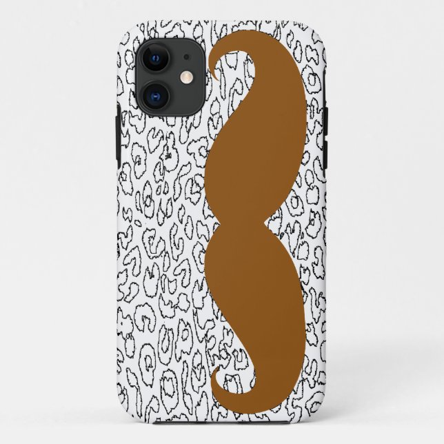 Capa Para iPhone 11 Bigode castanho na pele-leopardo (Verso)