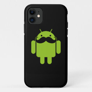 Capa Para iPhone 11 Bigode do ícone do robô do Android no preto