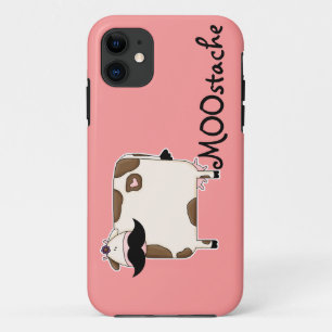 Capa Para iPhone 11 bigode engraçado de vaca MOO
