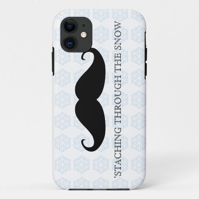 Capa Para iPhone 11 Bigodes engraçados do xmas do feriado do bigode do (Verso)