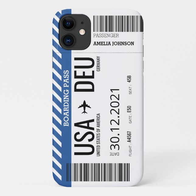 Capa Para iPhone 11 Bilhete de Embarque Plane (Personalizar) Case-Mate (Verso)