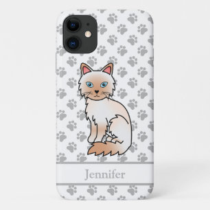 Capa Para iPhone 11 Birman de Ponto Vermelho / Ragdoll Gato e Nome