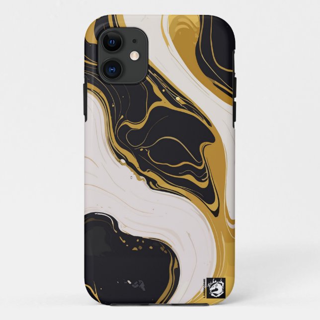 Capa Para iPhone 11 Black and Gold Marble (Verso)