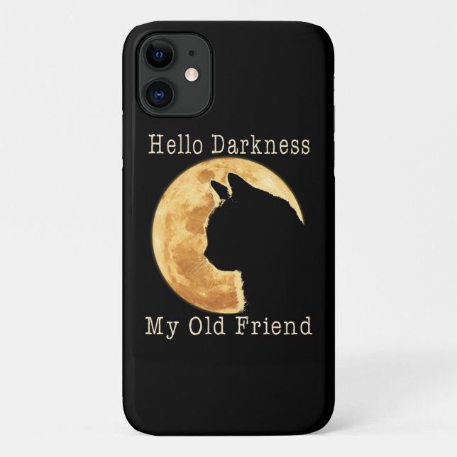 Capa Para iPhone 11 Black Cat Hello Darness Meu Antigo Amigo (Verso)