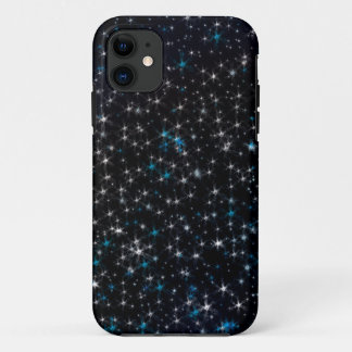 Capa Para iPhone 11 Black Night Silver e Blue Sparly Stars