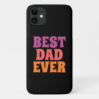 Capa Para iPhone 11  black &purple retro best dad ever csript