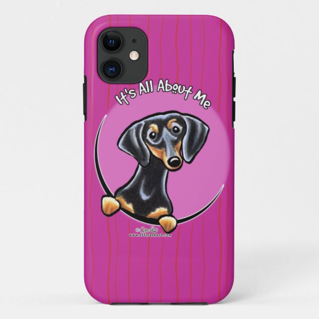 Capa Para iPhone 11 Black Tan Dachshund IAAM (Verso)