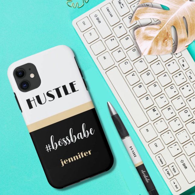 Capa Para iPhone 11 Black White Personalised Hustle Boss Babe (Criador carregado)