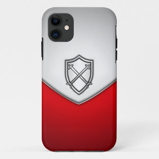 Capa Para iPhone 11 Blindagem com Prata de Espadas Cruzadas e Vermelho
