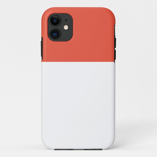 Capa Para iPhone 11 Bloco Cor Branca Mínimo Laranja Escuro Moderno (Verso)