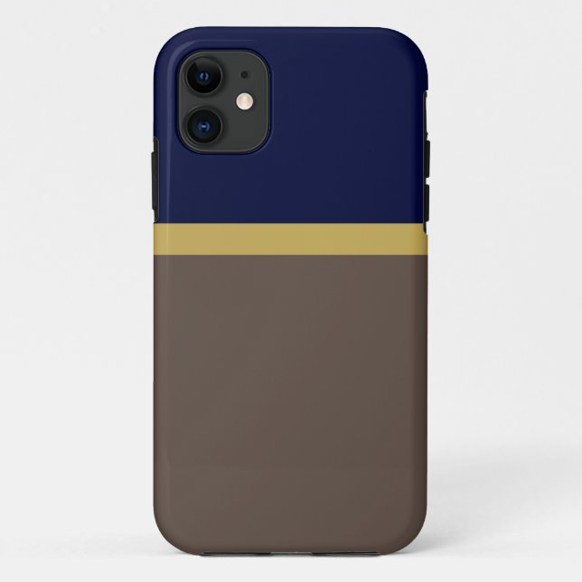 Capa Para iPhone 11 Bloco de Cor Azul Marinho Profundo, marrom, refina (Verso)