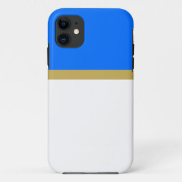 Capa Para iPhone 11 Bloco de Cor Branco Azul Náutico Brilhante Moderno