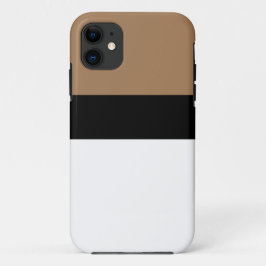 Capa Para iPhone 11 Bloco de Cor Castanho Mocha Preto Branco Moderno