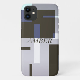 Capa Para iPhone 11 Bloco Geométrico Personalizado Cor Marrom Cinza