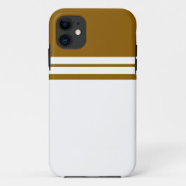 Capa Para iPhone 11 Blocos de Cor Branco Castanho Dourado com Dupla Fa