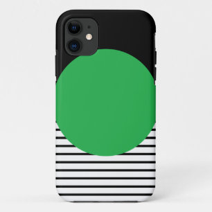 Capa Para iPhone 11 Bloqueio Branco Preto e Círculo Verde