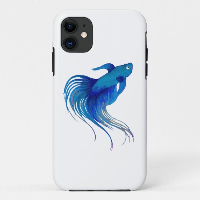 Capa Para iPhone 11 Blue Betta Fish (Verso)