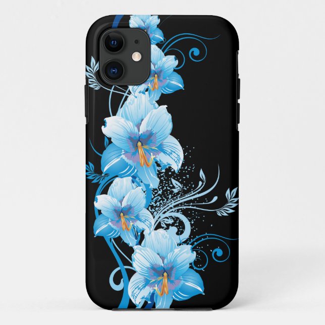Capa Para iPhone 11 Blue Hawaiian Hibiscus (Verso)