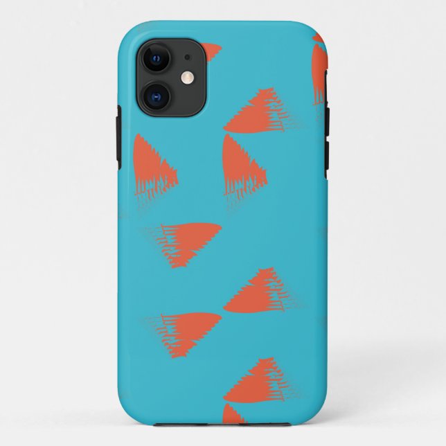 Capa Para iPhone 11 Blue, orange, vibrant, trendy geometric pattern (Verso)