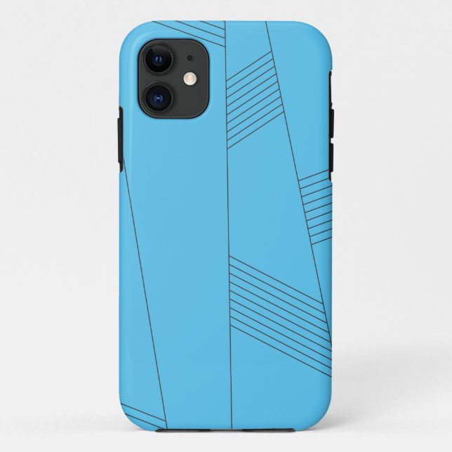 Capa Para iPhone 11 Blue, simple, elegant, abstract line pattern (Verso)