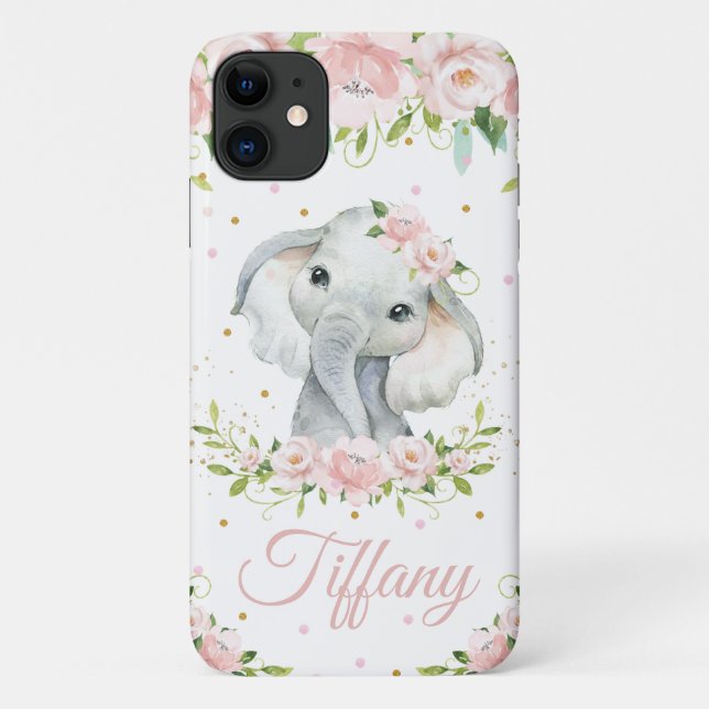 Capa Para iPhone 11 Blush De Elefante Cinzento Cinzento Branco (Verso)