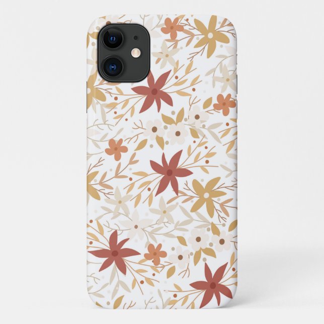 Capa Para iPhone 11 Boho abstrato flores colhem ossos de ouro (Verso)