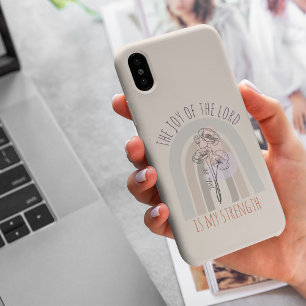 Capa Para iPhone 11 Boho Bíblia Verse A Alegria do Senhor Watercolor