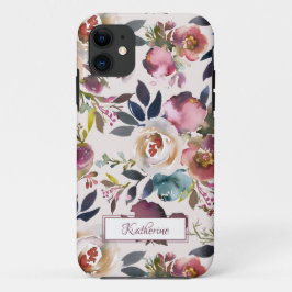 Capa Para iPhone 11 Boho Blush Pink Floral Denominado Watercolor