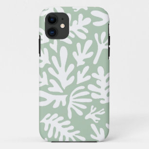 Capa Para iPhone 11 Boho Matisse Botânico Formas Padrão Verde