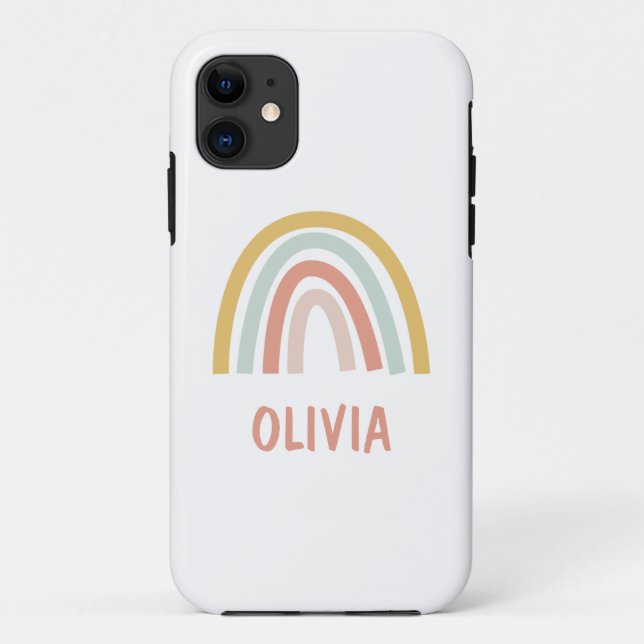 Capa Para iPhone 11 Boho Pastel Rainbow Personalizado (Verso)