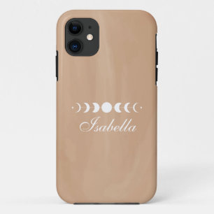 Capa Para iPhone 11 Boho Terracotta Moon Phases Nome Personalizado