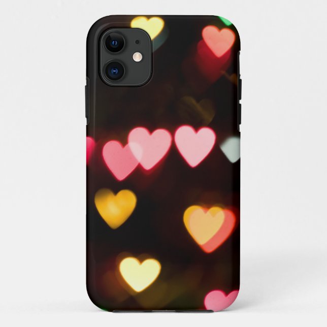Capa Para iPhone 11 Bokeh Hearts (Verso)