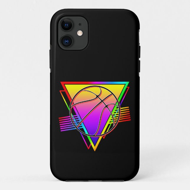 Capa Para iPhone 11 Bola de Basquete Retro Moderna (Verso)