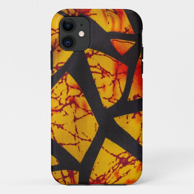 Capa Para iPhone 11 Bold Geometric African Wax Print Fabric - Gold, Re (Verso)
