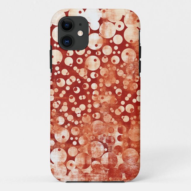 Capa Para iPhone 11 Bolhas Brancas Vermelhas Modernas Abstrato, com pa (Verso)