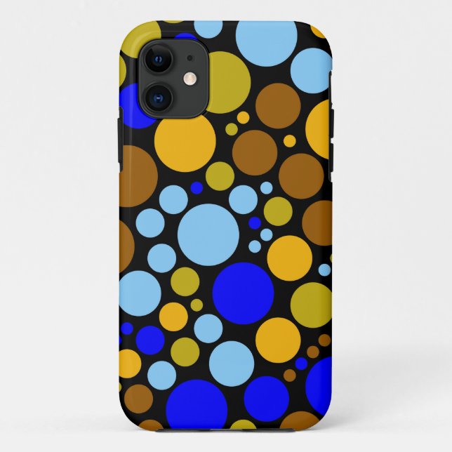 Capa Para iPhone 11 Bolinhas abstrato | Azul-Amarelo (Verso)