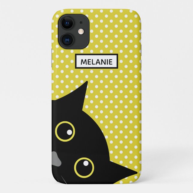 Capa Para iPhone 11 Bolinhas Amarela Preta Curiosa Personalizada (Verso)