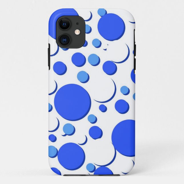 Capa Para iPhone 11 Bolinhas azuis e brancas (Verso)