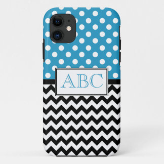 Capa Para iPhone 11 Bolinhas Azul & Chevron iPhone 5 Case