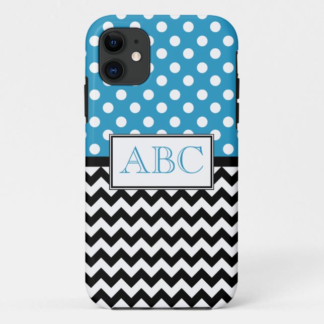 Capa Para iPhone 11 Bolinhas Azul & Chevron iPhone 5 Case (Verso)