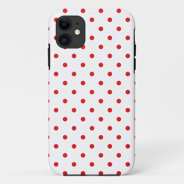 Capa Para iPhone 11 Bolinhas brancas e vermelhas (Verso)