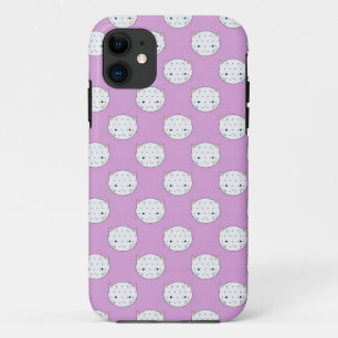Capa Para iPhone 11 Bolinhas de padrões lavandas e Gatinhos brancos
