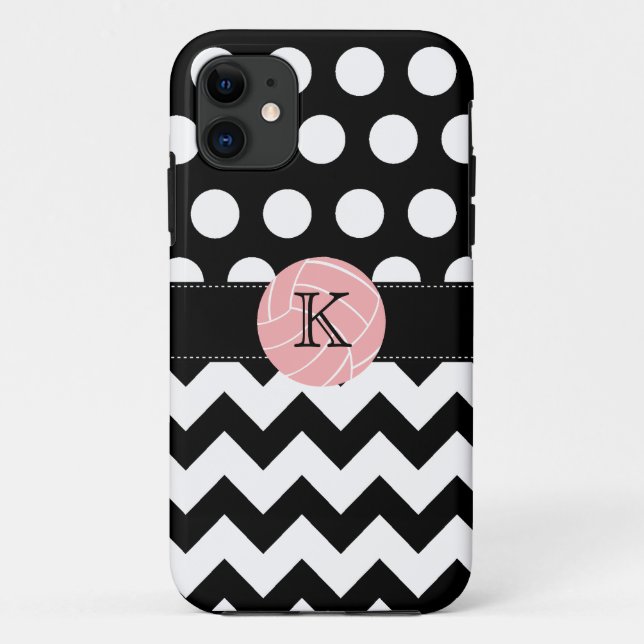 Capa Para iPhone 11 Bolinhas de Voleibol Monograma Zigzag iPhone 5 Cas (Verso)