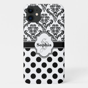 Capa Para iPhone 11 Bolinhas em branco com dintagem preta